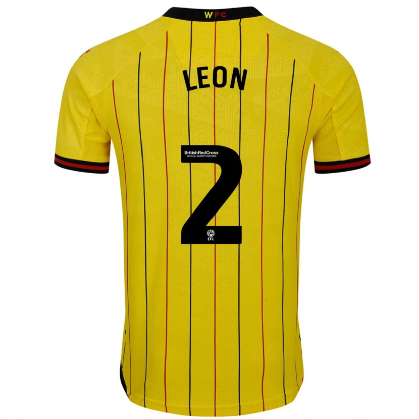 Danxen Kvinnor Lucía León #2 Gul Svart Hemmatröja Matchtröjor 2024/25 Tröjor T-Tröja