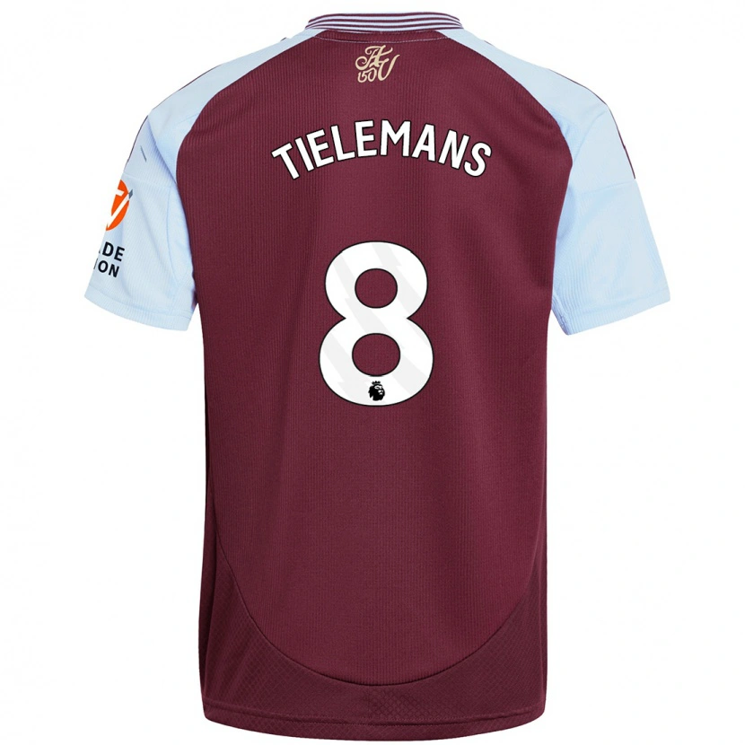 Danxen Kvinnor Youri Tielemans #8 Vinröd Himmelsblå Hemmatröja Matchtröjor 2024/25 Tröjor T-Tröja