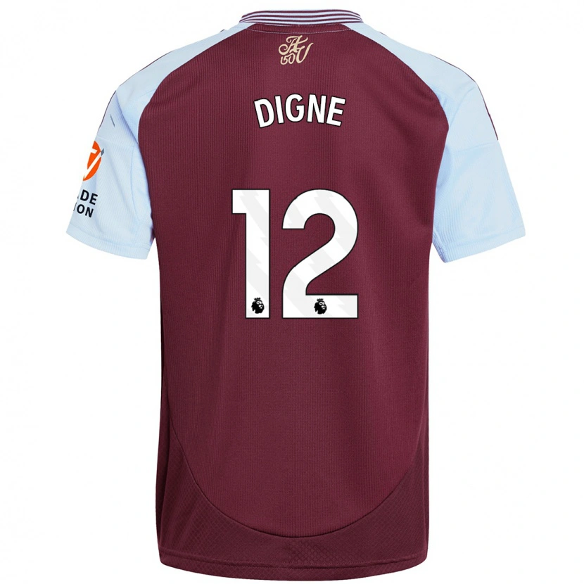 Danxen Kvinnor Lucas Digne #12 Vinröd Himmelsblå Hemmatröja Matchtröjor 2024/25 Tröjor T-Tröja