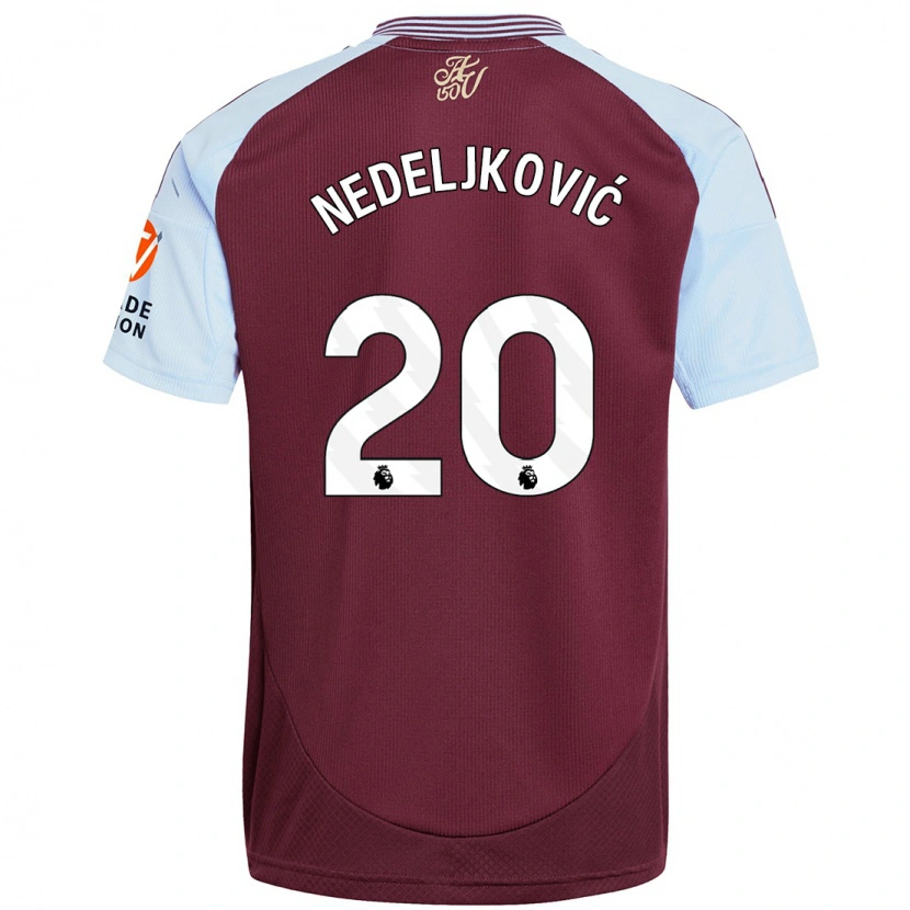 Danxen Kvinnor Kosta Nedeljkovic #20 Vinröd Himmelsblå Hemmatröja Matchtröjor 2024/25 Tröjor T-Tröja