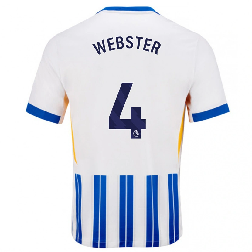 Danxen Kvinnor Adam Webster #4 Vita Blå Kritränder Hemmatröja Matchtröjor 2024/25 Tröjor T-Tröja