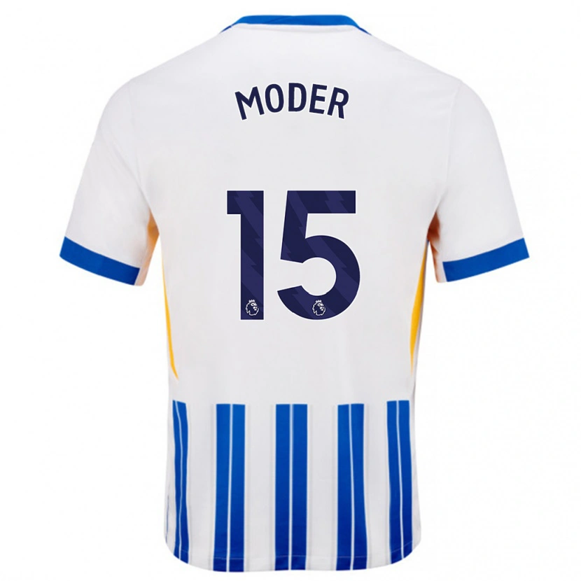 Danxen Kvinnor Jakub Moder #15 Vita Blå Kritränder Hemmatröja Matchtröjor 2024/25 Tröjor T-Tröja