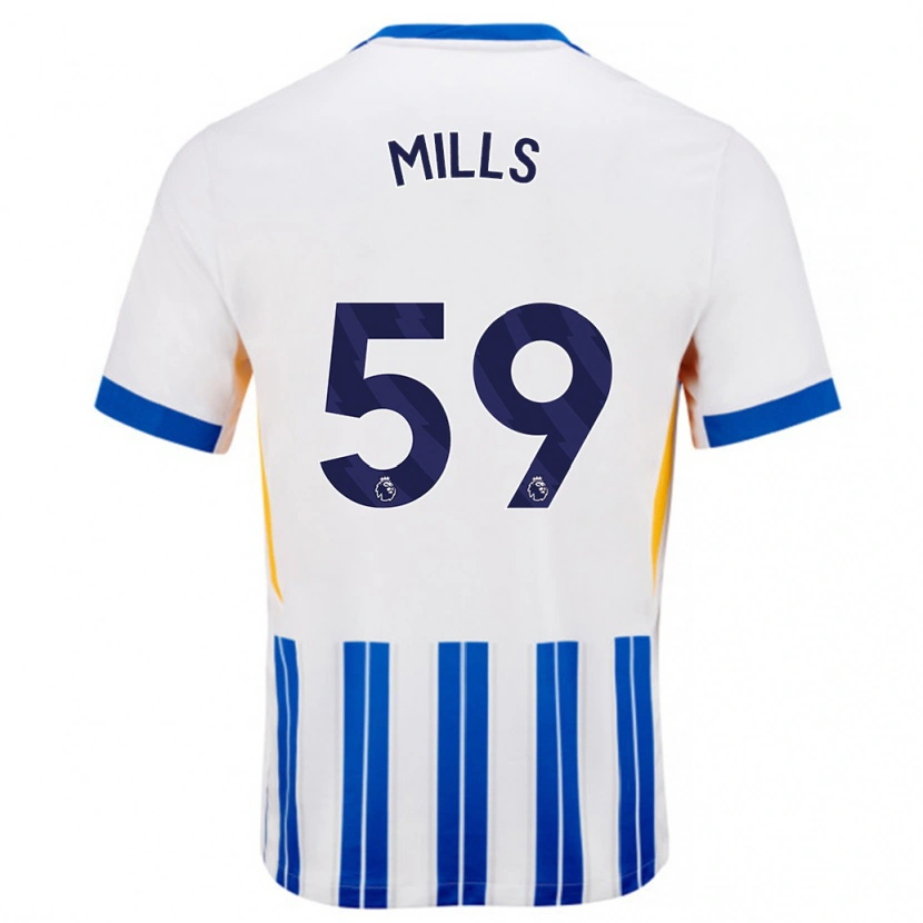 Danxen Kvinnor Harry Mills #59 Vita Blå Kritränder Hemmatröja Matchtröjor 2024/25 Tröjor T-Tröja