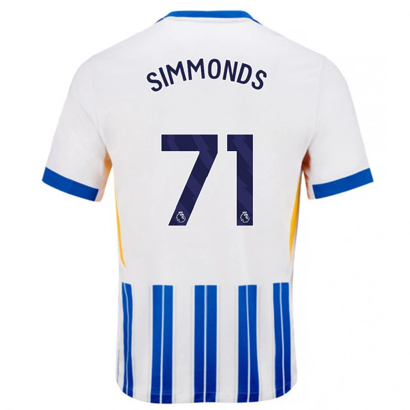 Danxen Kvinnor Freddie Simmonds #71 Vita Blå Kritränder Hemmatröja Matchtröjor 2024/25 Tröjor T-Tröja