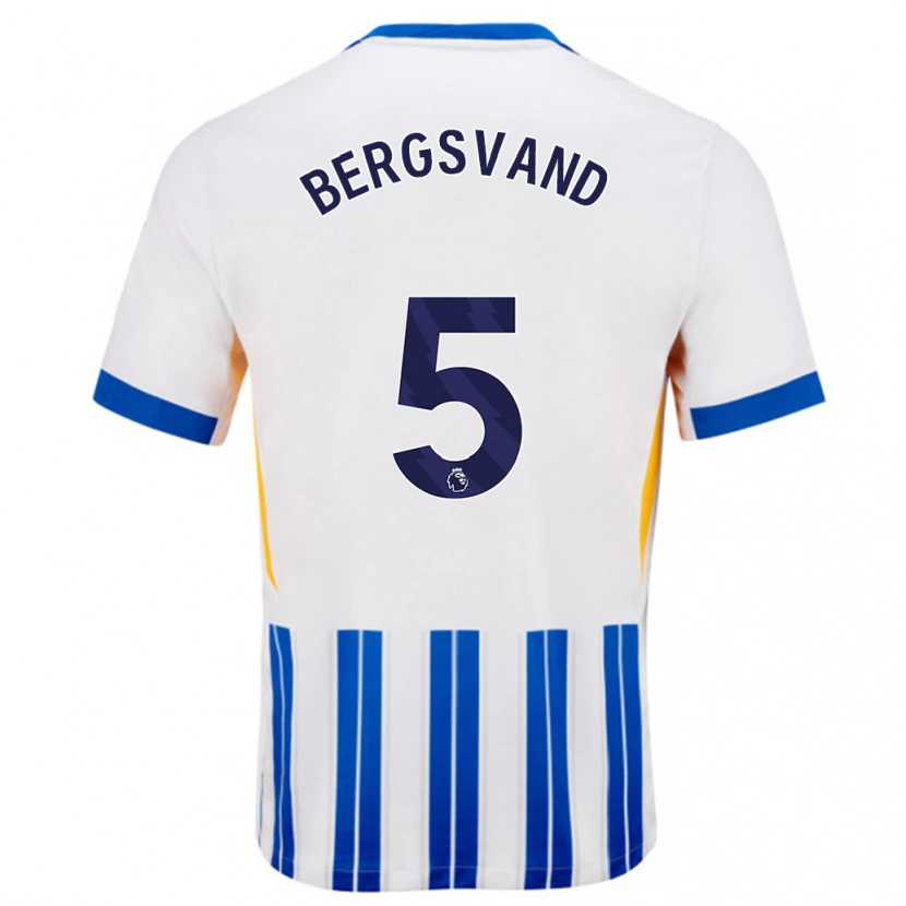 Danxen Kvinnor Guro Bergsvand #5 Vita Blå Kritränder Hemmatröja Matchtröjor 2024/25 Tröjor T-Tröja