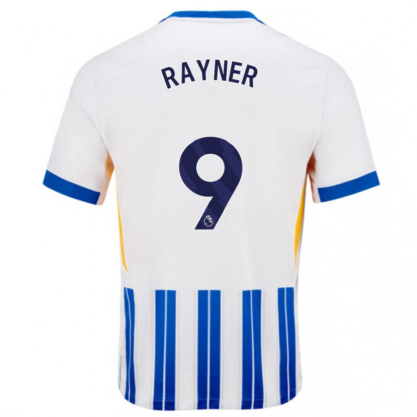 Danxen Kvinnor Rebecca Rayner #9 Vita Blå Kritränder Hemmatröja Matchtröjor 2024/25 Tröjor T-Tröja