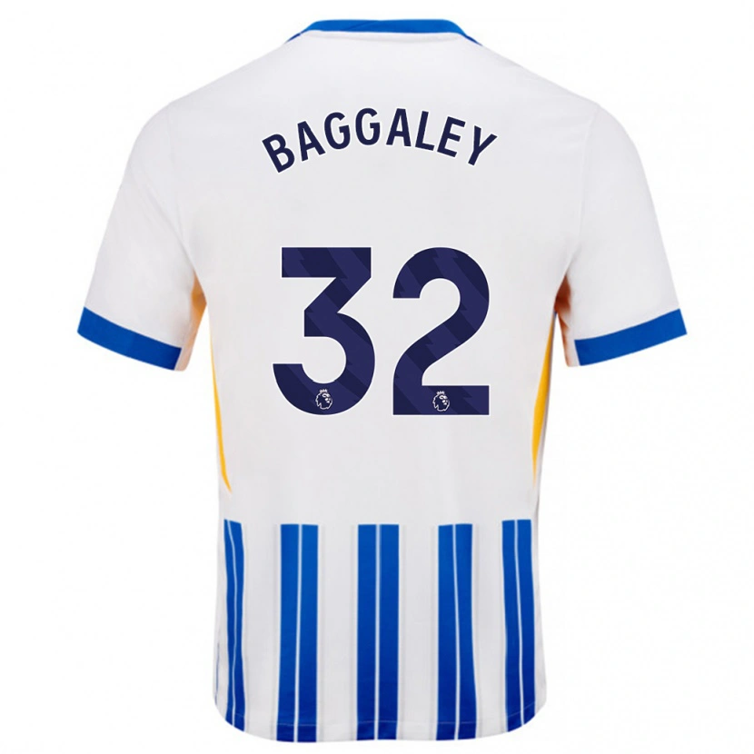 Danxen Kvinnor Sophie Baggaley #32 Vita Blå Kritränder Hemmatröja Matchtröjor 2024/25 Tröjor T-Tröja