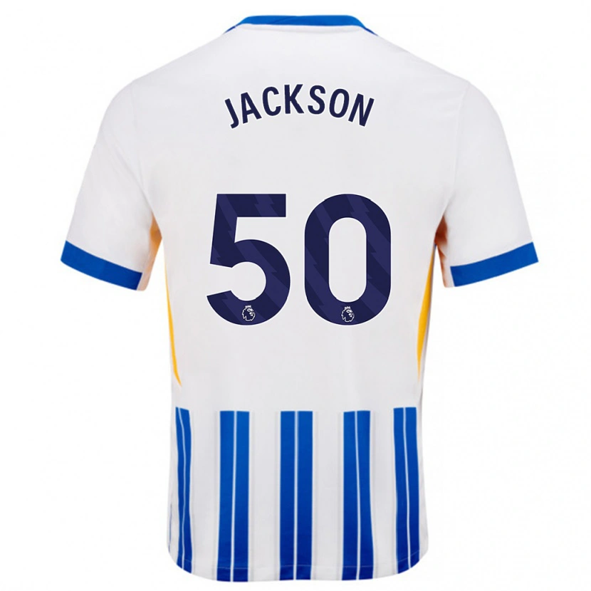 Danxen Kvinnor Ben Jackson #50 Vita Blå Kritränder Hemmatröja Matchtröjor 2024/25 Tröjor T-Tröja