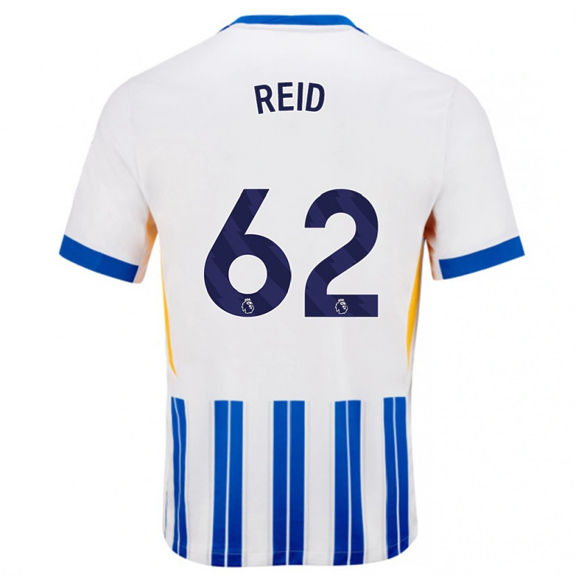 Danxen Kvinnor Tommy Reid #62 Vita Blå Kritränder Hemmatröja Matchtröjor 2024/25 Tröjor T-Tröja