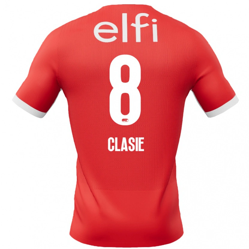 Danxen Kvinnor Jordy Clasie #8 Röd Vit Hemmatröja Matchtröjor 2024/25 Tröjor T-Tröja