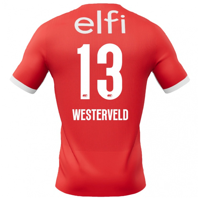 Danxen Kvinnor Sem Westerveld #13 Röd Vit Hemmatröja Matchtröjor 2024/25 Tröjor T-Tröja