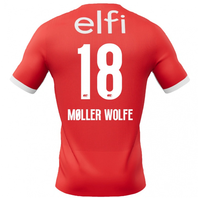Danxen Kvinnor David Møller Wolfe #18 Röd Vit Hemmatröja Matchtröjor 2024/25 Tröjor T-Tröja