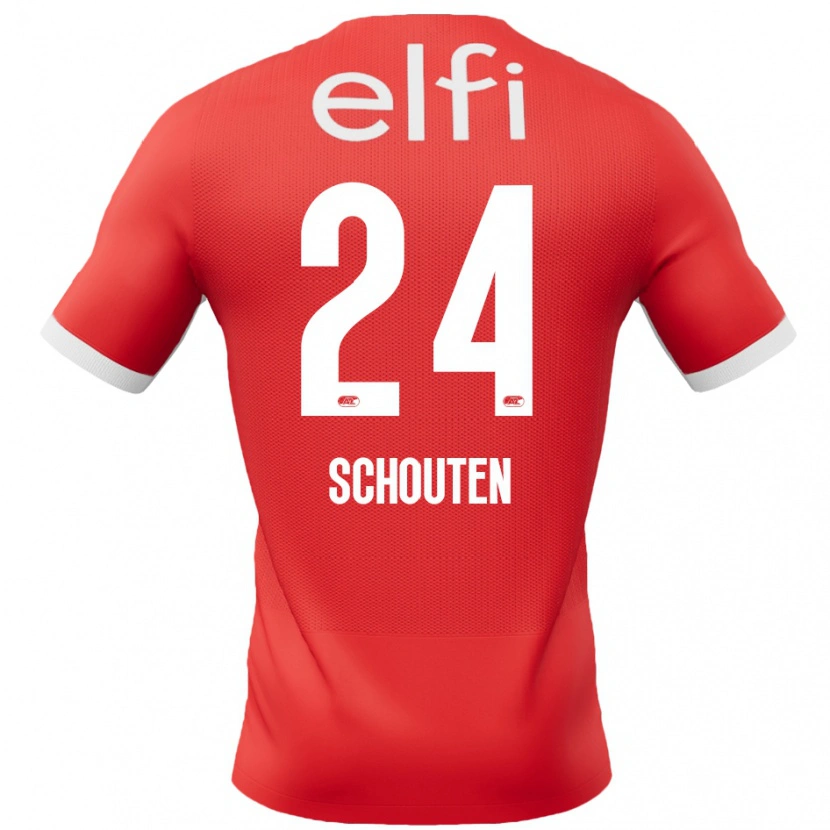 Danxen Kvinnor Lewis Schouten #24 Röd Vit Hemmatröja Matchtröjor 2024/25 Tröjor T-Tröja