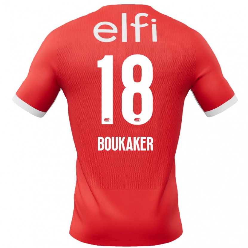 Danxen Kvinnor Romaissa Boukaker #18 Röd Vit Hemmatröja Matchtröjor 2024/25 Tröjor T-Tröja