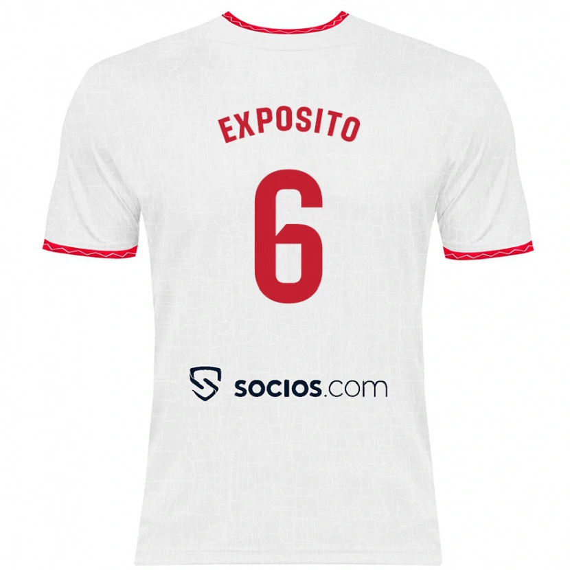 Danxen Kvinnor Marcelo Expósito #6 Vit Röd Hemmatröja Matchtröjor 2024/25 Tröjor T-Tröja