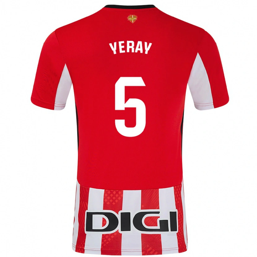 Danxen Kvinnor Yeray Álvarez #5 Röd Vit Hemmatröja Matchtröjor 2024/25 Tröjor T-Tröja