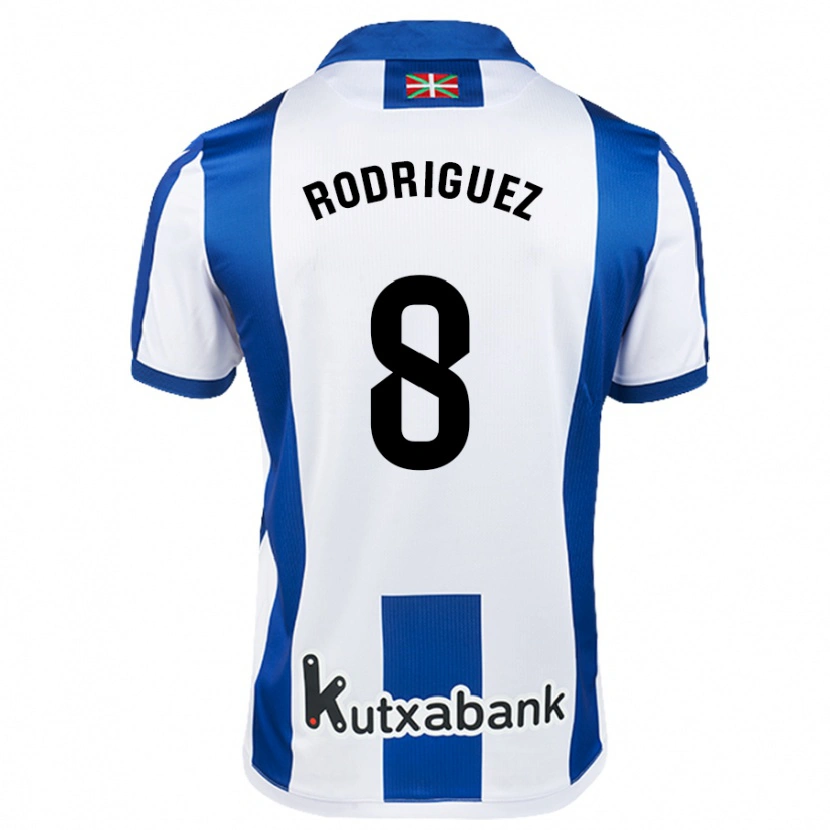 Danxen Kvinnor Mikel Rodriguez #8 Vit Blå Hemmatröja Matchtröjor 2024/25 Tröjor T-Tröja