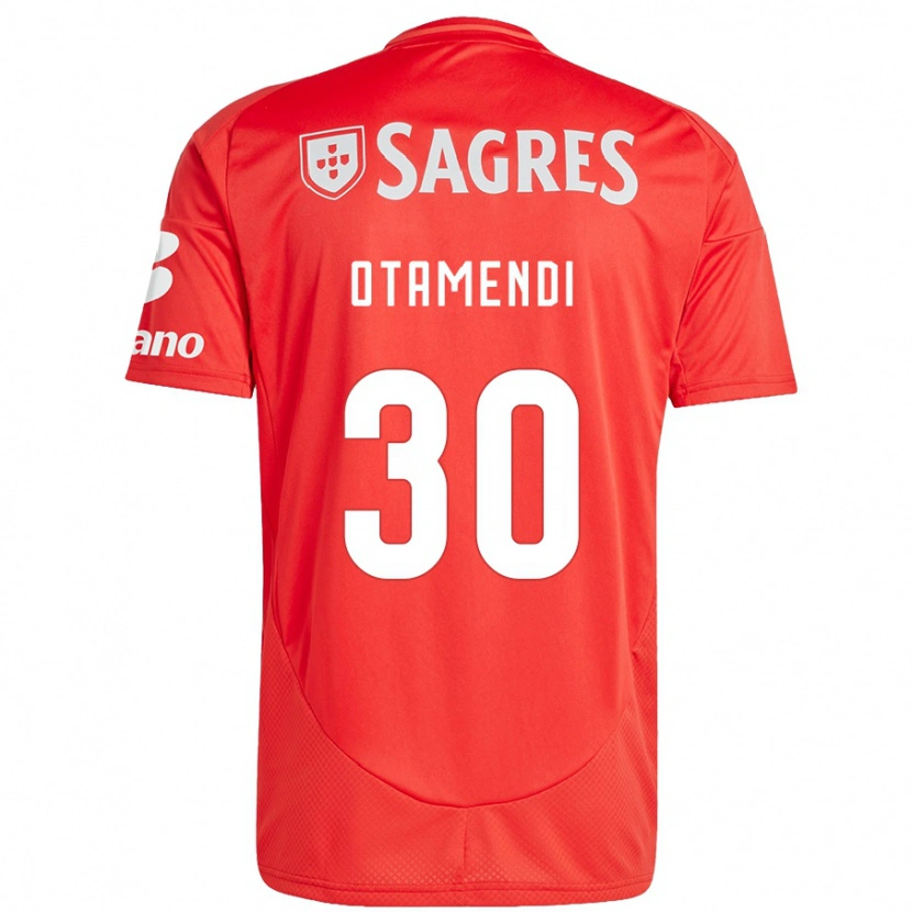 Danxen Kvinnor Nicolás Otamendi #30 Röd Vit Hemmatröja Matchtröjor 2024/25 Tröjor T-Tröja
