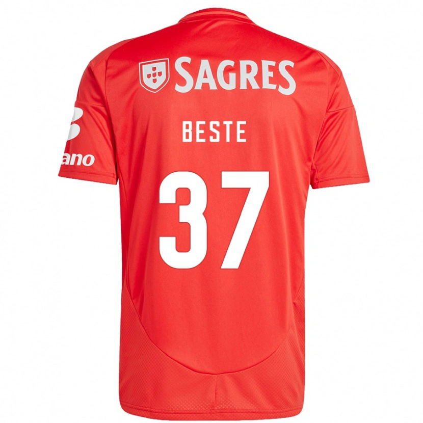 Danxen Kvinnor Jan-Niklas Beste #37 Röd Vit Hemmatröja Matchtröjor 2024/25 Tröjor T-Tröja