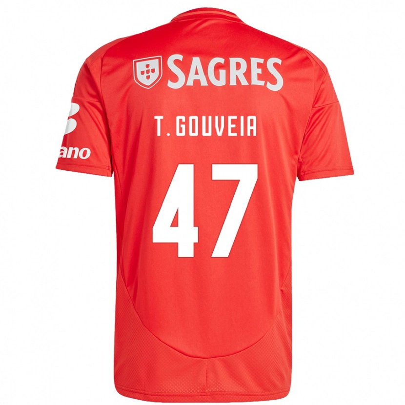 Danxen Kvinnor Tiago Gouveia #47 Röd Vit Hemmatröja Matchtröjor 2024/25 Tröjor T-Tröja