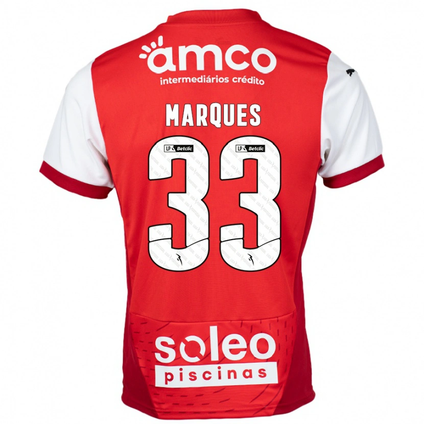 Danxen Kvinnor João Marques #33 Röd Vit Hemmatröja Matchtröjor 2024/25 Tröjor T-Tröja