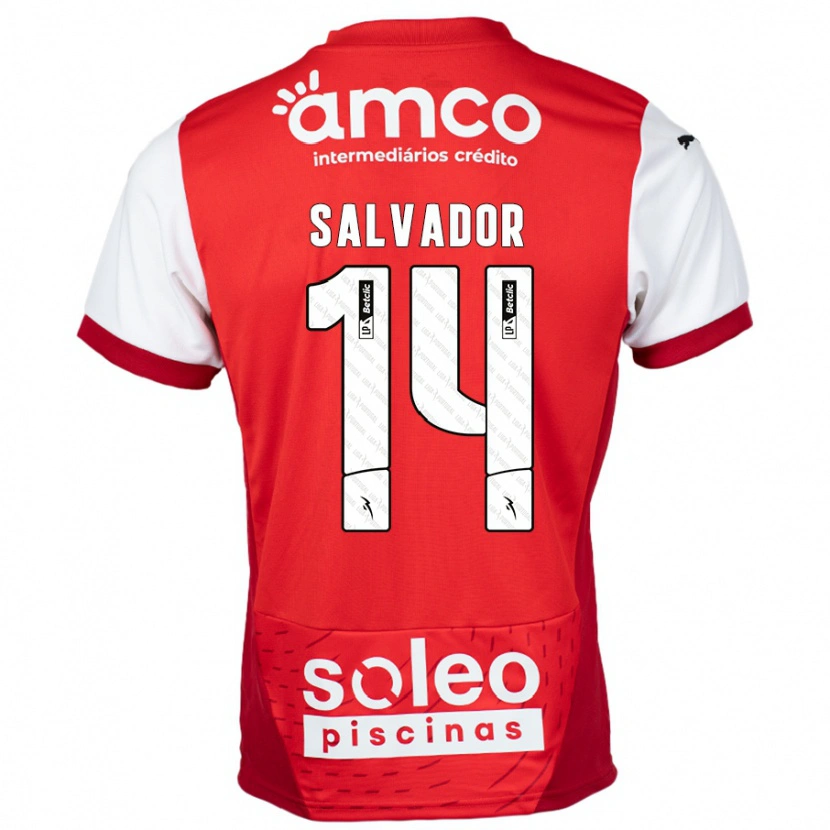 Danxen Kvinnor João Salvador #14 Röd Vit Hemmatröja Matchtröjor 2024/25 Tröjor T-Tröja