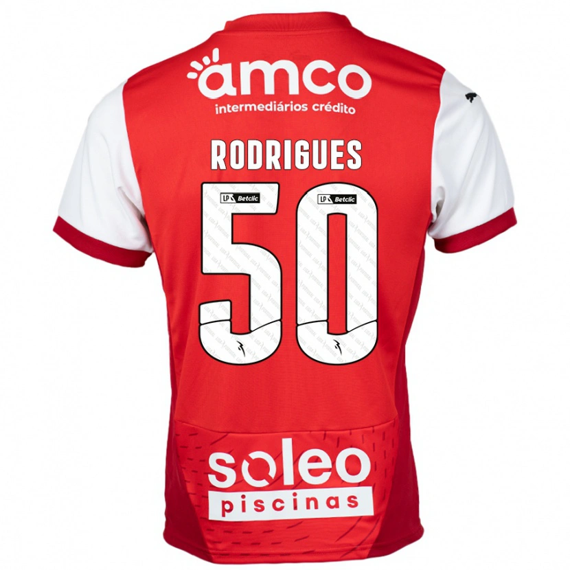 Danxen Kvinnor Diego Rodrigues #50 Röd Vit Hemmatröja Matchtröjor 2024/25 Tröjor T-Tröja