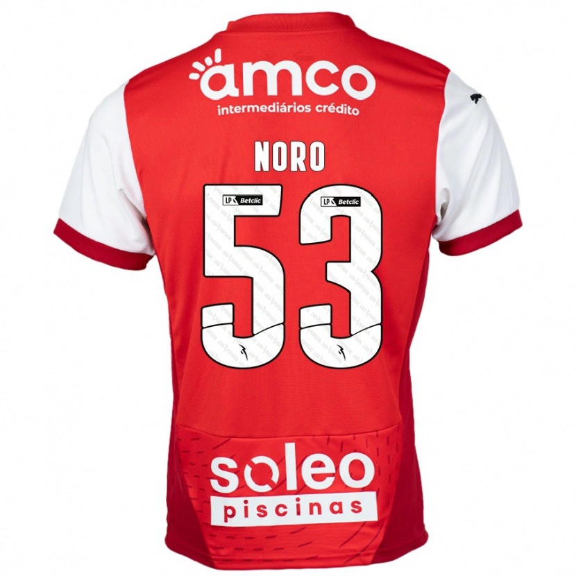 Danxen Kvinnor Jonatás Noro #53 Röd Vit Hemmatröja Matchtröjor 2024/25 Tröjor T-Tröja