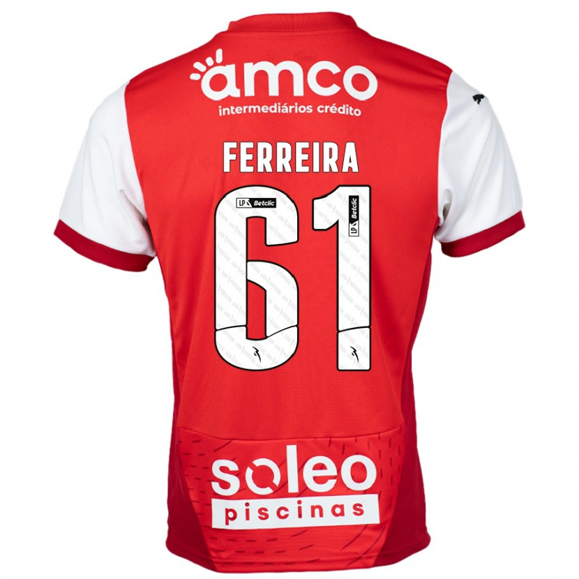 Danxen Kvinnor Tiago Ferreira #61 Röd Vit Hemmatröja Matchtröjor 2024/25 Tröjor T-Tröja