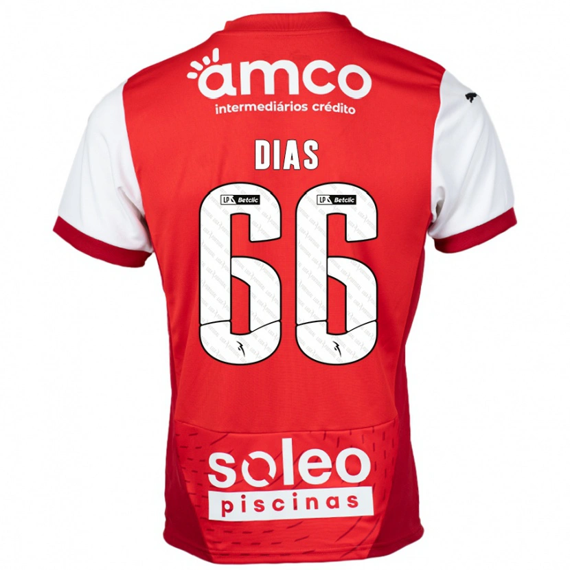 Danxen Kvinnor Gonçalo Dias #66 Röd Vit Hemmatröja Matchtröjor 2024/25 Tröjor T-Tröja