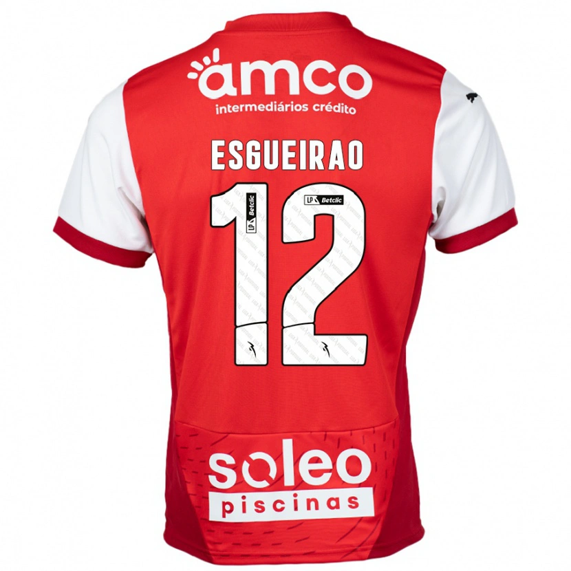 Danxen Kvinnor Íris Esgueirão #12 Röd Vit Hemmatröja Matchtröjor 2024/25 Tröjor T-Tröja