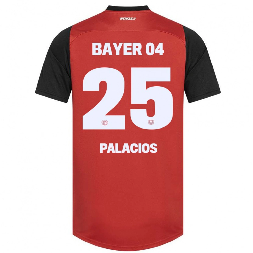 Danxen Kvinnor Exequiel Palacios #25 Röd Svart Hemmatröja Matchtröjor 2024/25 Tröjor T-Tröja