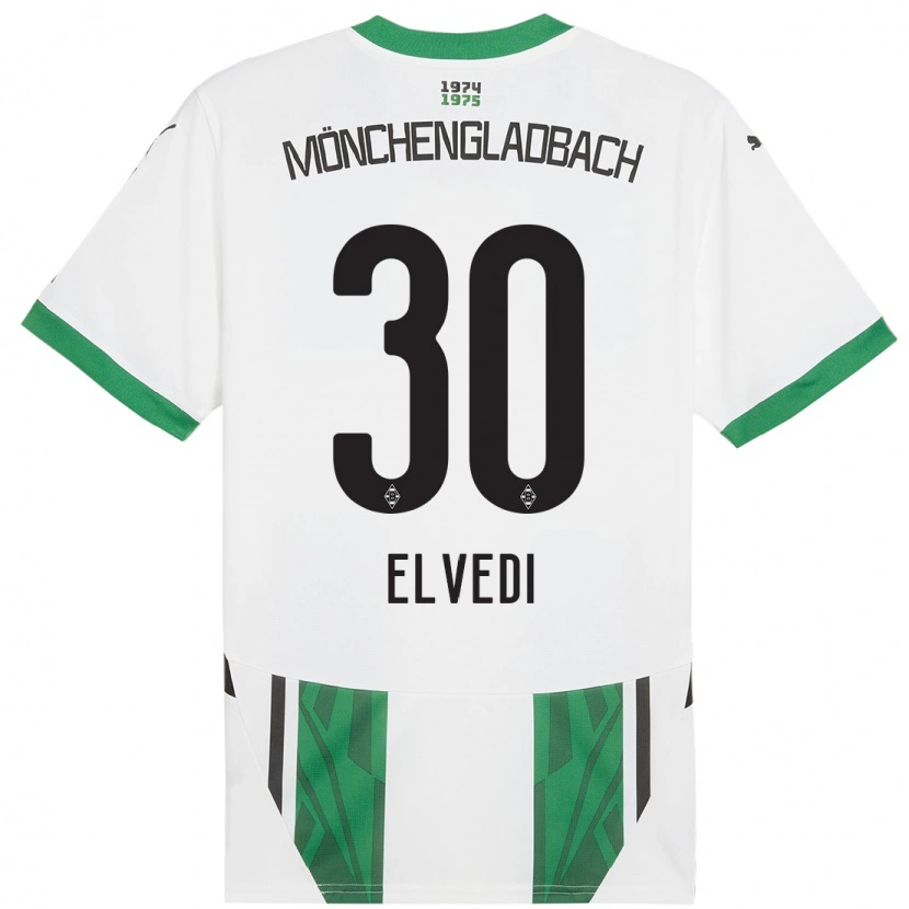 Danxen Kvinnor Nico Elvedi #30 Vit Grön Hemmatröja Matchtröjor 2024/25 Tröjor T-Tröja