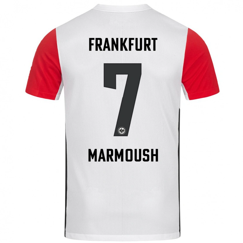 Danxen Kvinnor Omar Marmoush #7 Vit Röd Hemmatröja Matchtröjor 2024/25 Tröjor T-Tröja