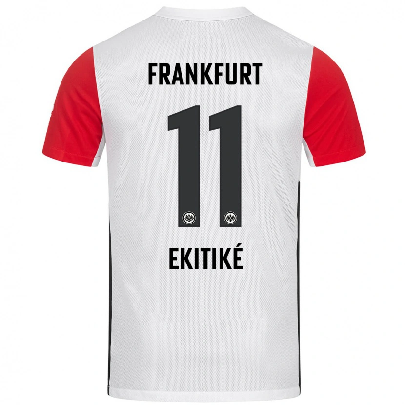 Danxen Kvinnor Hugo Ekitiké #11 Vit Röd Hemmatröja Matchtröjor 2024/25 Tröjor T-Tröja