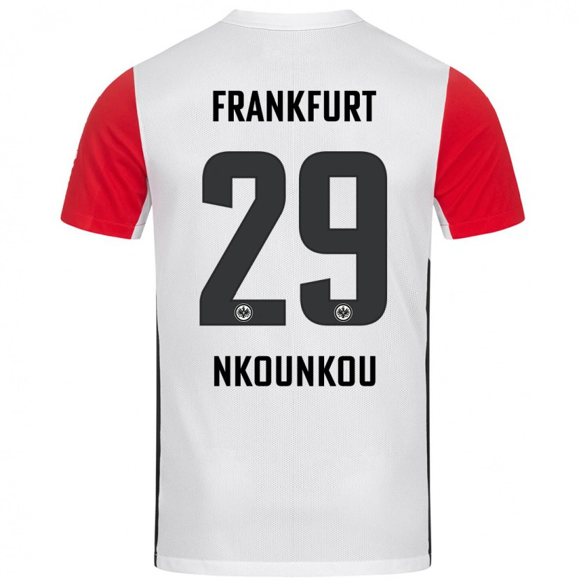 Danxen Kvinnor Niels Nkounkou #29 Vit Röd Hemmatröja Matchtröjor 2024/25 Tröjor T-Tröja