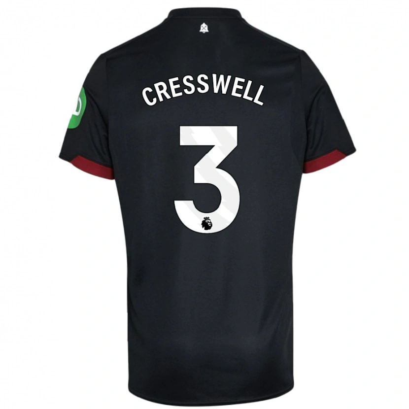 Danxen Kvinnor Aaron Cresswell #3 Svart Vit Bortatröja Matchtröjor 2024/25 Tröjor T-Tröja