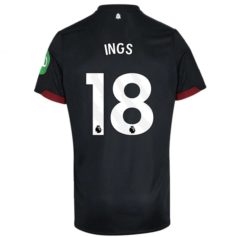 Danxen Kvinnor Danny Ings #18 Svart Vit Bortatröja Matchtröjor 2024/25 Tröjor T-Tröja
