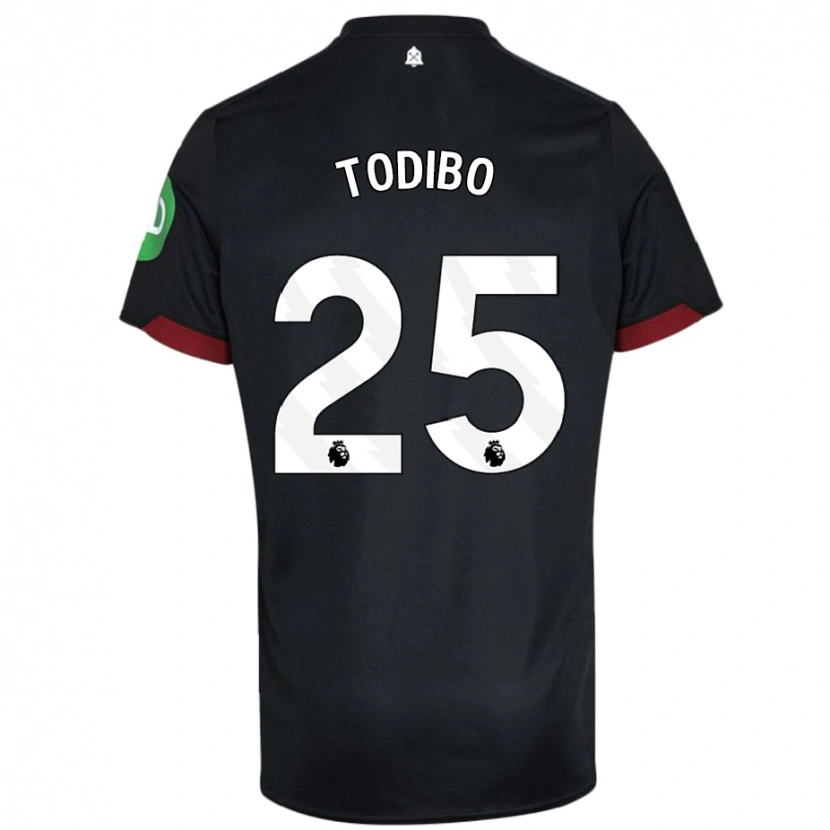 Danxen Kvinnor Jean-Clair Todibo #25 Svart Vit Bortatröja Matchtröjor 2024/25 Tröjor T-Tröja