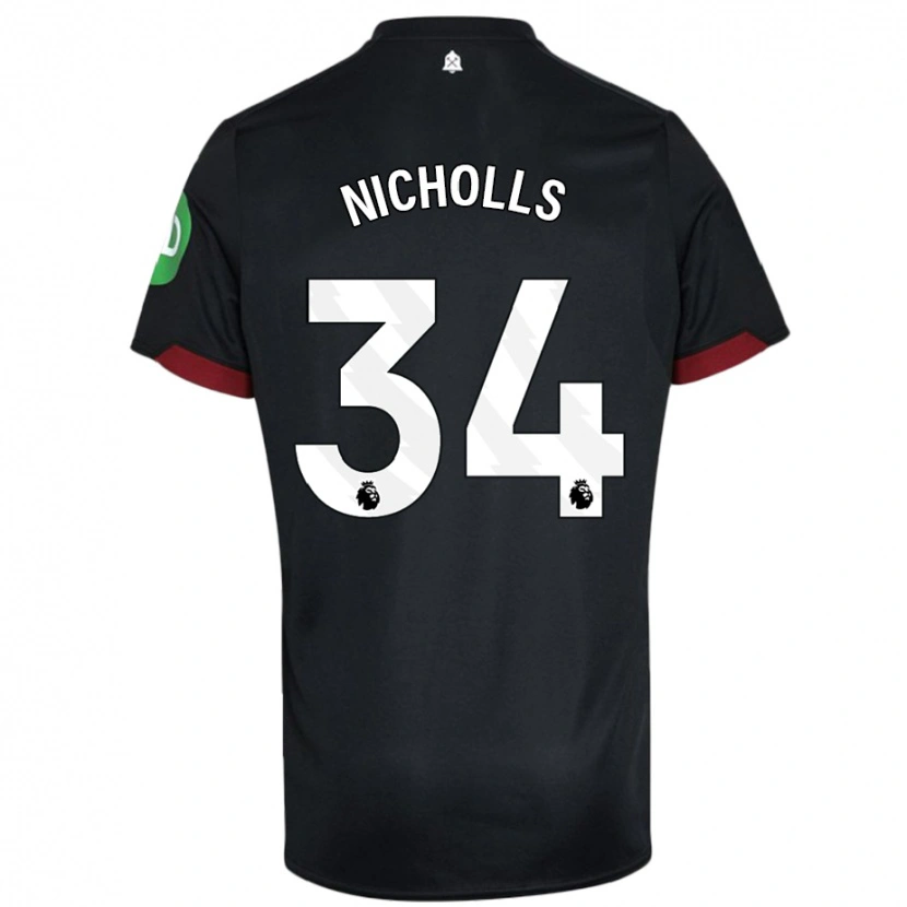 Danxen Kvinnor Macey Nicholls #34 Svart Vit Bortatröja Matchtröjor 2024/25 Tröjor T-Tröja
