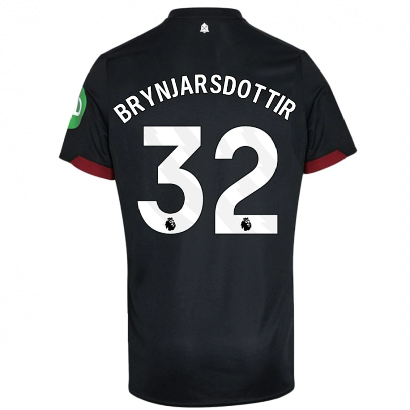 Danxen Kvinnor Dagny Brynjarsdottir #32 Svart Vit Bortatröja Matchtröjor 2024/25 Tröjor T-Tröja