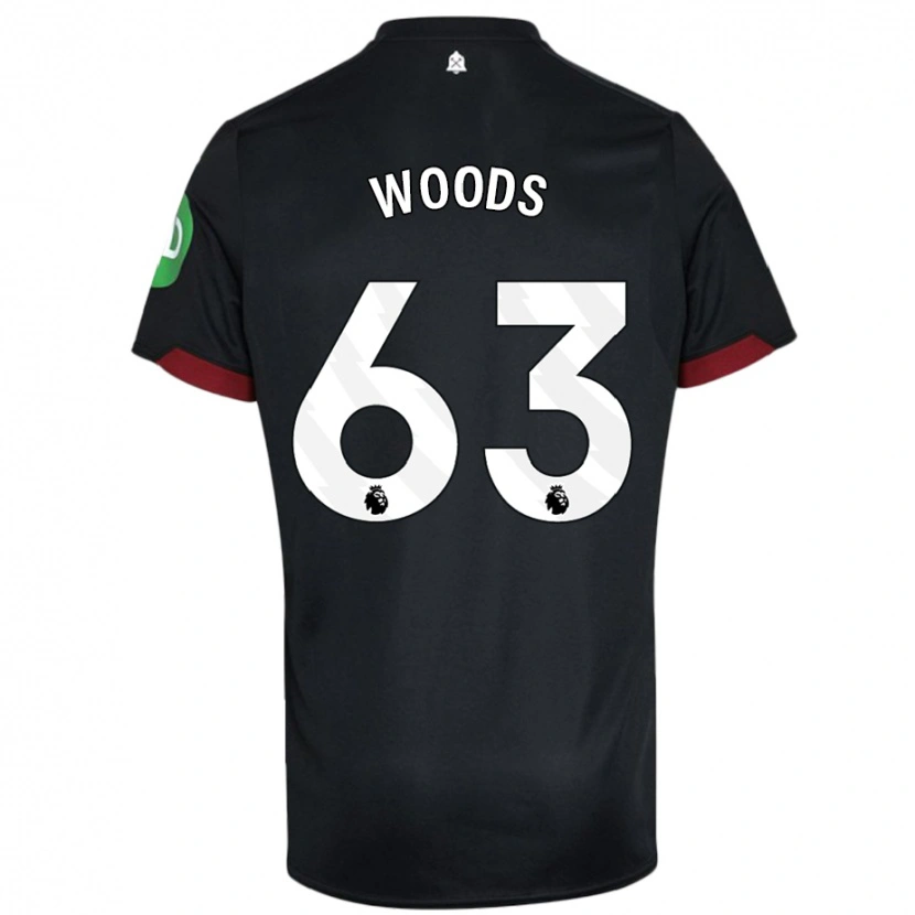 Danxen Kvinnor Archie Woods #63 Svart Vit Bortatröja Matchtröjor 2024/25 Tröjor T-Tröja