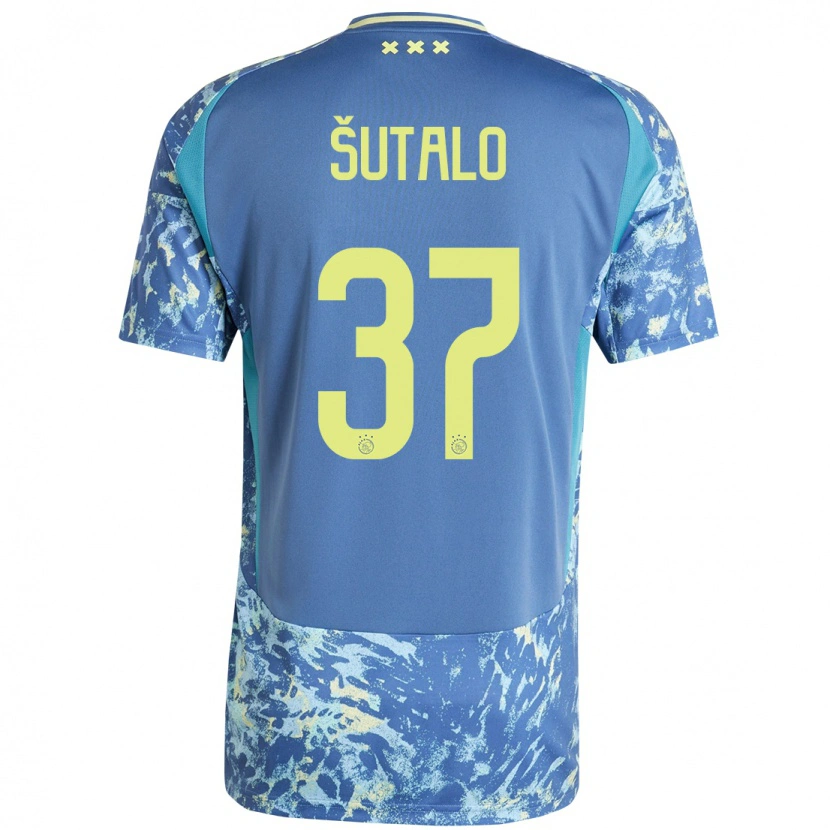 Danxen Kvinnor Josip Sutalo #37 Grå Blå Gul Bortatröja Matchtröjor 2024/25 Tröjor T-Tröja