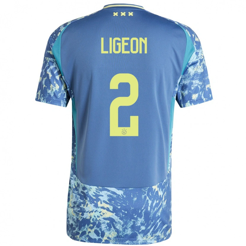 Danxen Kvinnor Ruben Ligeon #2 Grå Blå Gul Bortatröja Matchtröjor 2024/25 Tröjor T-Tröja