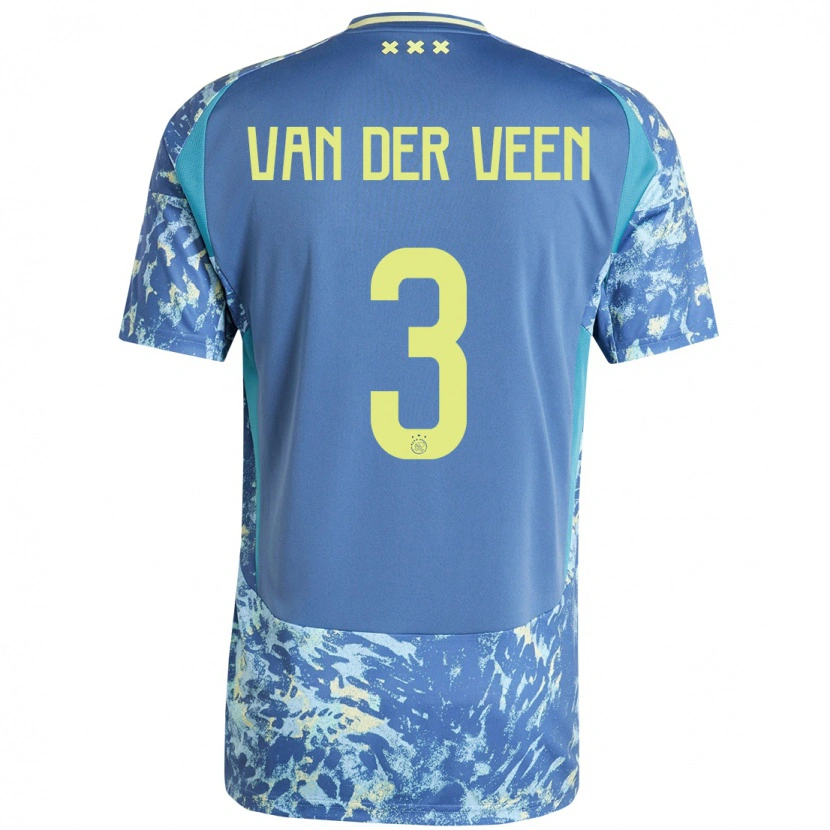 Danxen Kvinnor Roos Van Der Veen #3 Grå Blå Gul Bortatröja Matchtröjor 2024/25 Tröjor T-Tröja