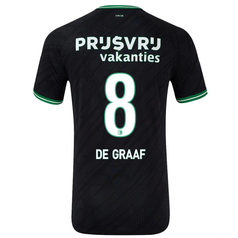 Danxen Kvinnor Esmee De Graaf #8 Svart Grön Bortatröja Matchtröjor 2024/25 Tröjor T-Tröja