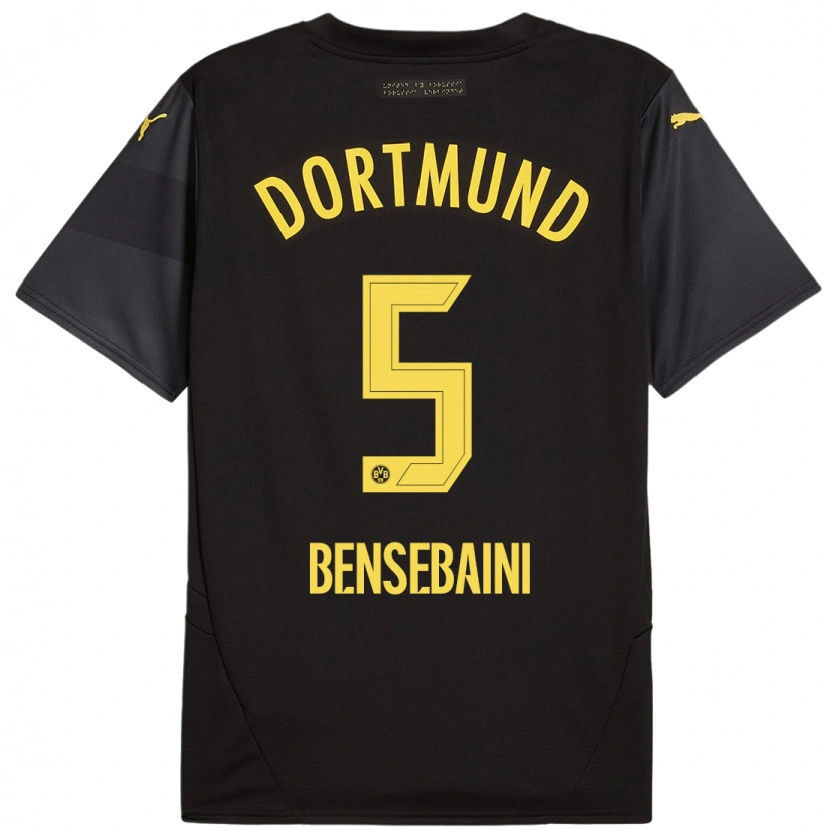 Danxen Kvinnor Ramy Bensebaini #5 Svart Gul Bortatröja Matchtröjor 2024/25 Tröjor T-Tröja