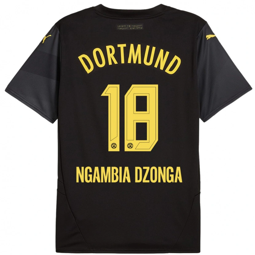Danxen Kvinnor Diego Ngambia #18 Svart Gul Bortatröja Matchtröjor 2024/25 Tröjor T-Tröja