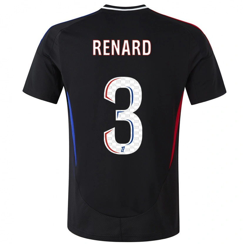 Danxen Kvinnor Wendie Renard #3 Svart Bortatröja Matchtröjor 2024/25 Tröjor T-Tröja