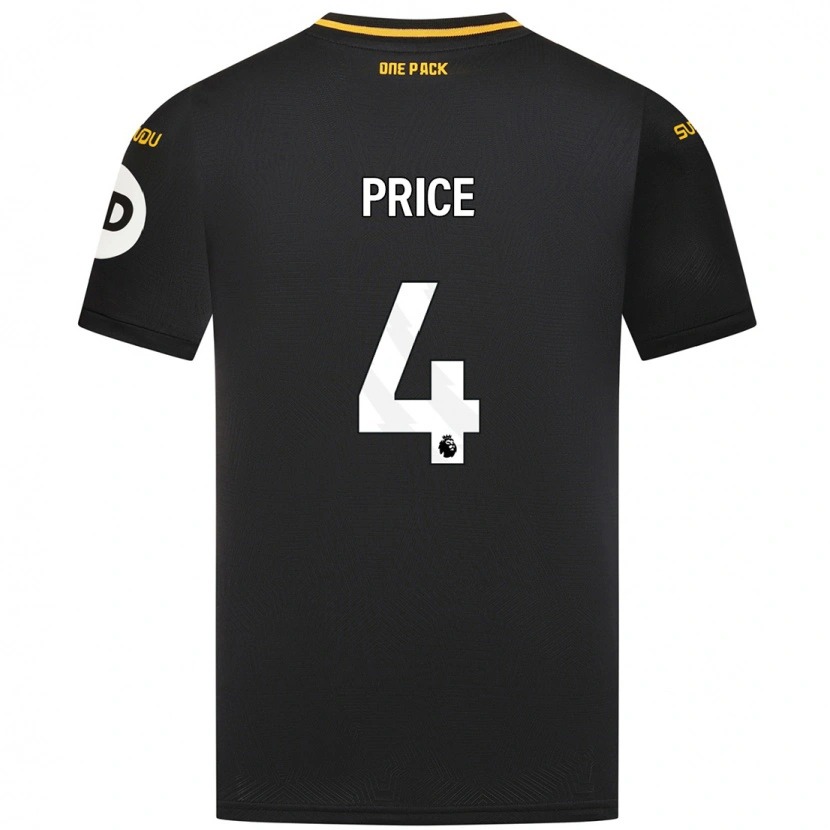 Danxen Kvinnor Anna Price #4 Svart Bortatröja Matchtröjor 2024/25 Tröjor T-Tröja